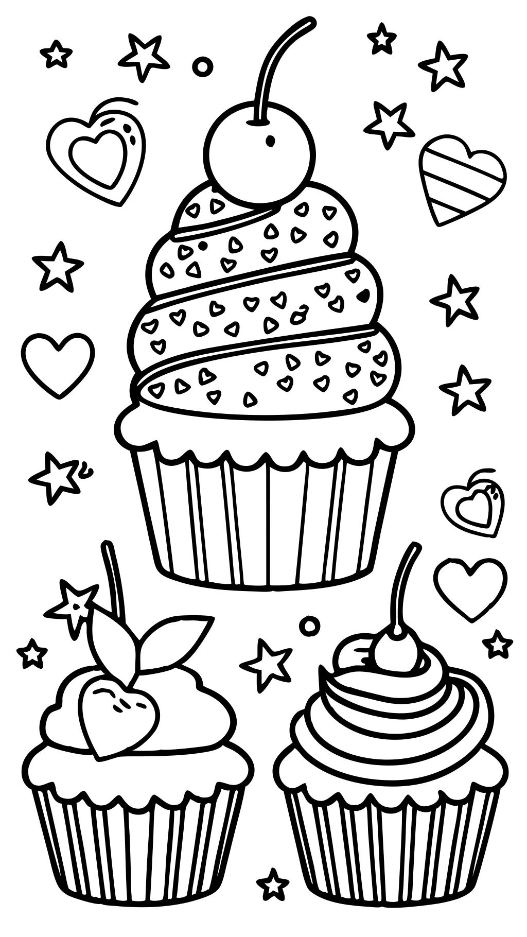 cupcake de página para colorear